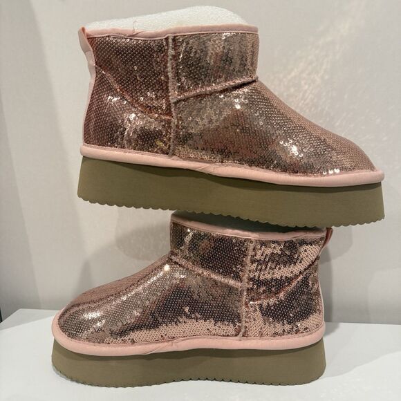 Corkys Booties Boots Sequins Platform Chunky Sparkly Pink Bling 9 Room Service - Picture 6 of 8